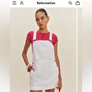 Reformation White Denim Overalls
